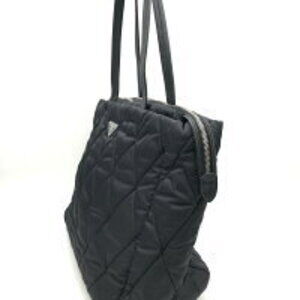Prada Quilted Tote Nylon Bag Logo Triangle Black Bomber Tessuto